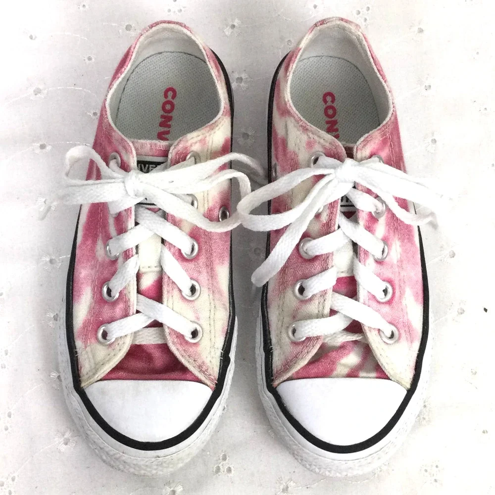 Converse All Star Barbie Pink Tie Dye Textile Ankle Lace Up Sneaker Junior 12